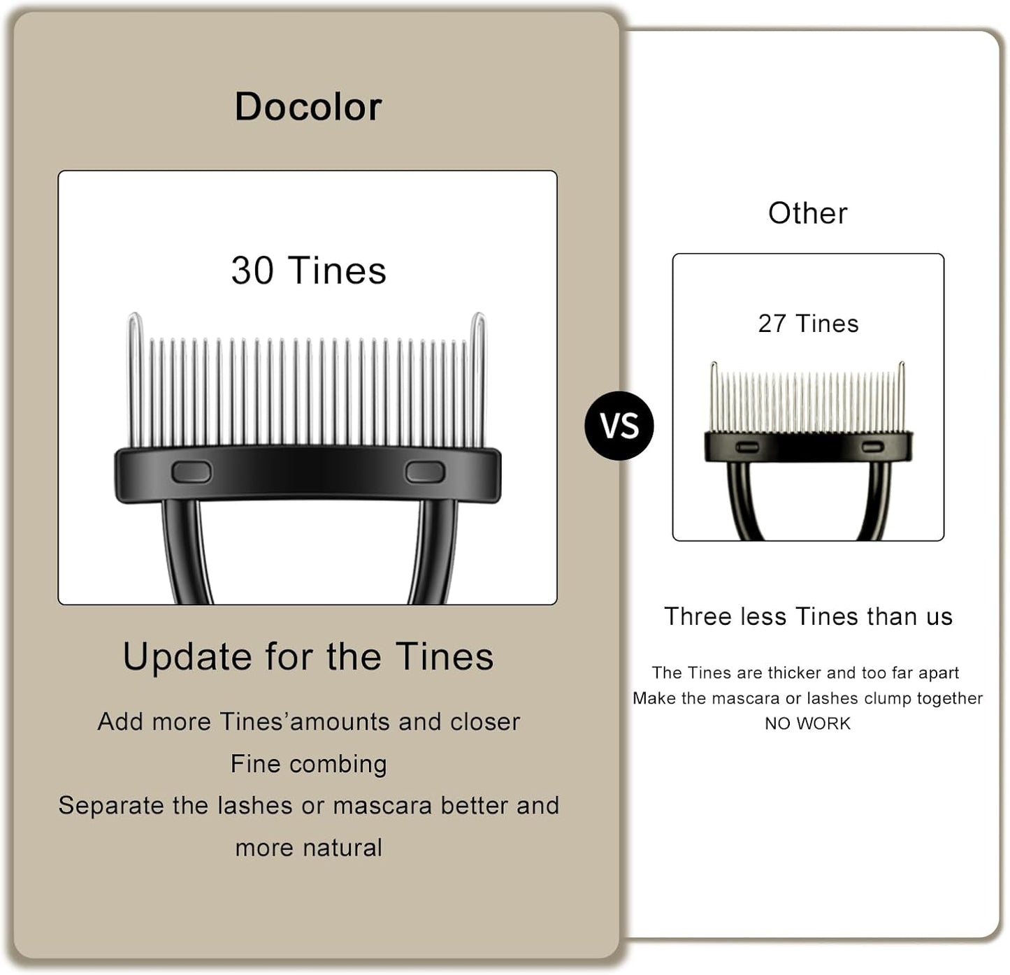 Docolor Eyelash Comb Eyelash Separator Tool Mascara Applicator Eyelash Brush Lash Separator Tool Comb Arc Designed Cosmetic Brushes Tool, with Comb Cover (Black)-FemmiqueWomen