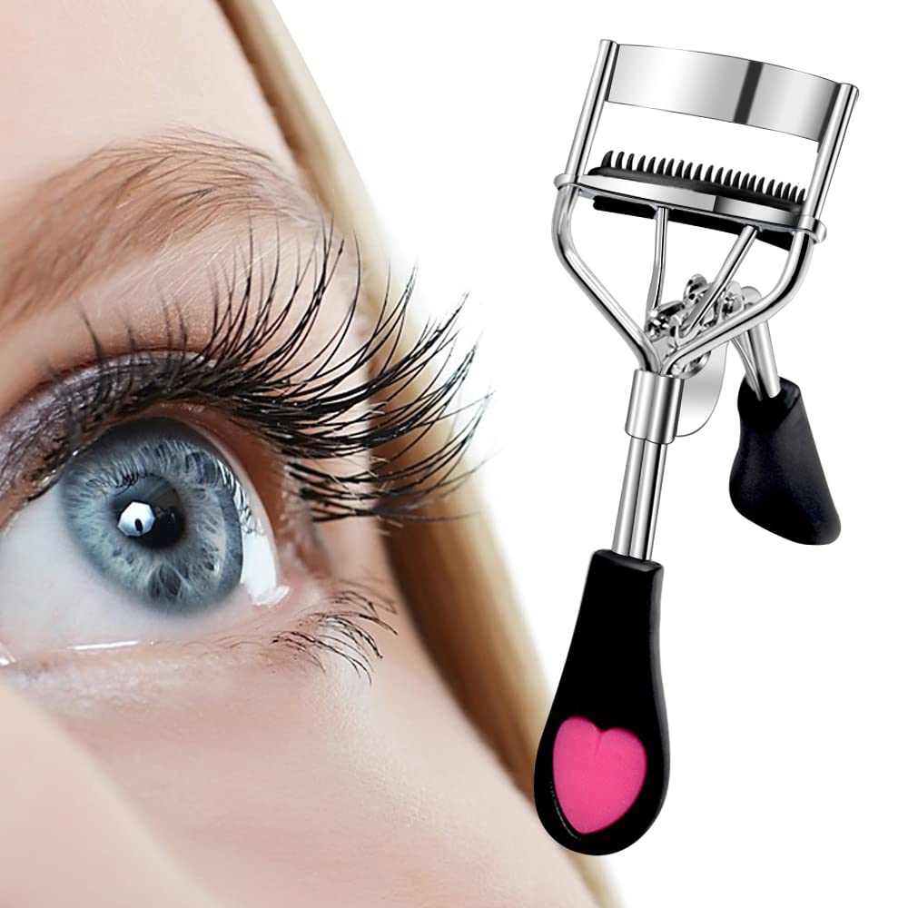 Pinkiou Eyelash Curlers with Comb and Eyelash Separator Set Professional Lash Curler with Built-in Comb Ergonomic Heart-Shaped Handle and Eyelash Comb Tool for Daily Makeup-FemmiqueWomen