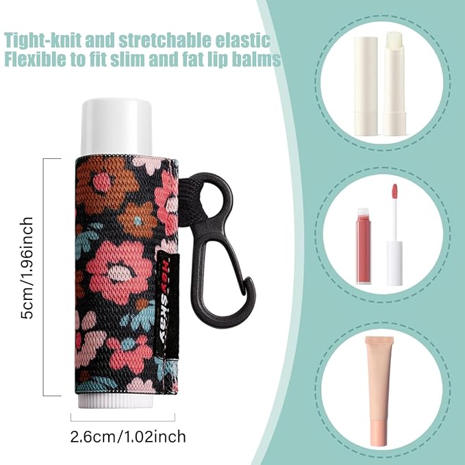 3PCS Lip Balm Holder Sleeves Chapstick Holder Keychain Lip Gloss Holder Keychain Elastic Sleeves (Boho Pattern)-FemmiqueWomen