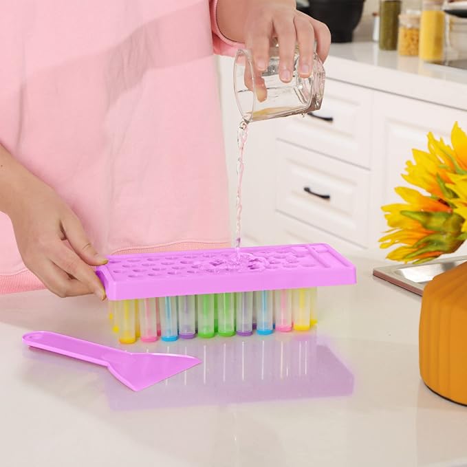 2 Sets Lip Balm Tray and Spatula Set Portable lipstick Holder Lip Balm Containers Lip Gloss Making Kit (Purple)-FemmiqueWomen