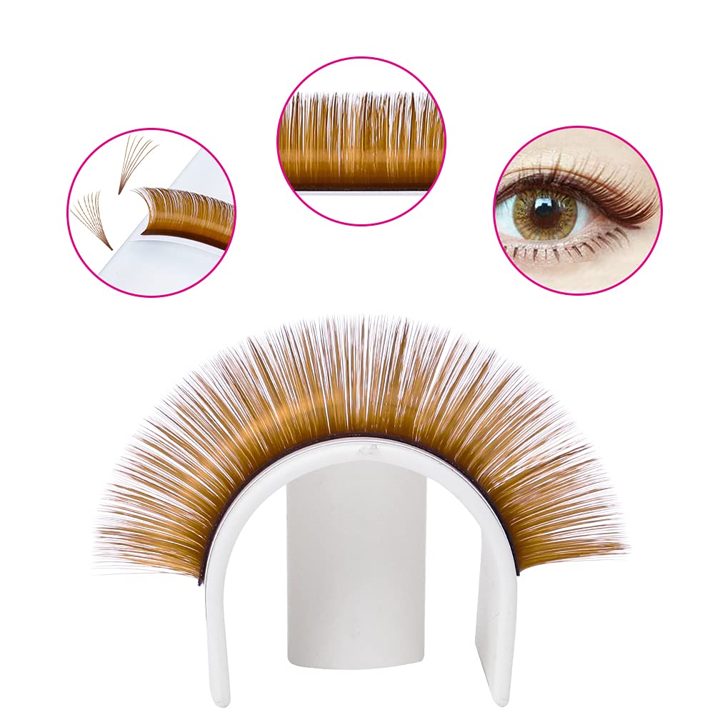 Volume Eyelash Extensions Easy Fan Lashes 0.07 C Curl Eyelash Volume Extensions Faux Mink Self Blooming Colored Lash Extensions (Blond 0.07-C, 8-14mm)-FemmiqueWomen