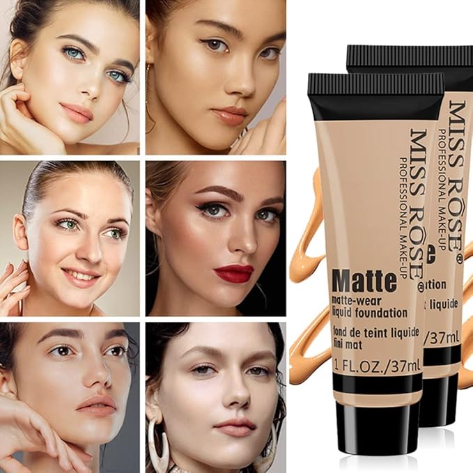 2 Pack Liquid Foundation Cream for Face Makeup,Durable Full Coverage Matte Concealer Make Up,Oil Control & Waterproof Base Primer -1+1 Fl.Oz (BEIGE 7#)-FemmiqueWomen