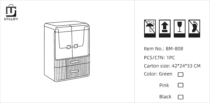 Acrylic Makeup Organizer with Drawers – 38.5CM Large Capacity Cosmetic Storage Box, Dustproof & Waterproof Vanity Organizer for Skincare, Jewelry, Lipsticks & Beauty Products (Black)-FemmiqueWomen
