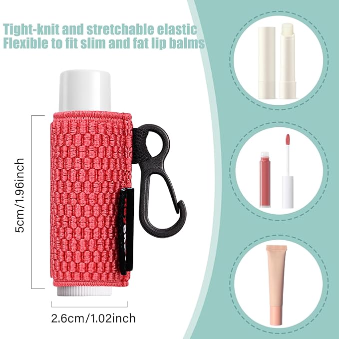 3PCS Lip Balm Holder Sleeves Keychain Lipstick Sleeves Lip Gloss Holder Keychain Chapstick Elastic Sleeves(Brown/light blue/purple)-FemmiqueWomen