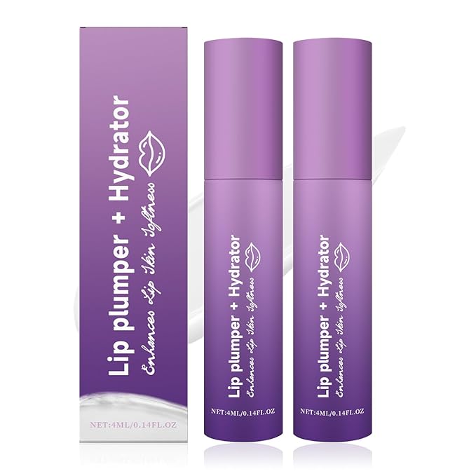 2Pcs Lip Plumper + Hydrator Lip Balm,Instant Volumizing Gloss with Hyaluronic Acid & Anti-Aging Ingredients,High-Shine Moisturizer for Smooth,Plump Lips,Cooling & Non-Sticky Formula-FemmiqueWomen