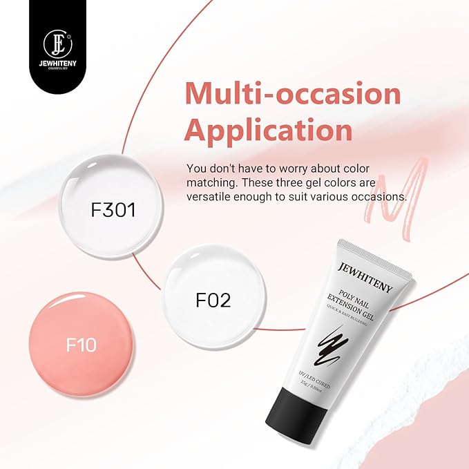 JEWHITENY Poly Nail Gel Set Clear Pink White Poly Extension Gel With Base Coat Top Coat Slip Solution French Manicure Need U V Lamp Curing for Finger Art and Home DIY-FemmiqueWomen