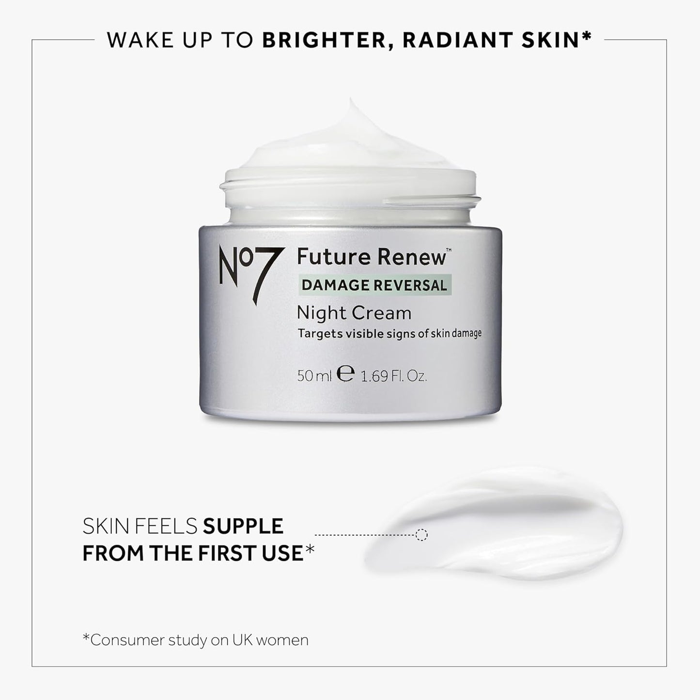 No7 Future Renew Damage Reversal Night Cream - Anti Aging Face Moisturizer - Infused with Peptide Technology to Reverse Visible Signs of Damage - Skin Barrier Repair for Dry Skin (1.69 Oz)-FemmiqueWomen