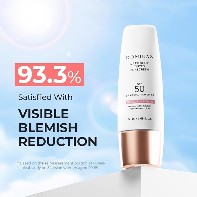 SPF 50 DOMINAS Tinted Sunscreen Moisturizer (1.7fl oz) - Tone Correction, Korean Skin Care, Broad-Spectrum UV Defense Sunblock, Water-in-Oil Formula for Lightweight, Panthenol, Sun Cream-FemmiqueWomen