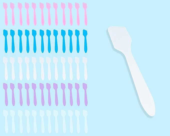 100 Pack 3.2 Inch Cosmetic Spatulas/Small Plastic Spatula for Cosmetics, Creams, Crafts/Makeup Spatula/Multipurpose Mini Applicator for Mixing Cream, Skincare, or Scraping Jars/Random Color-FemmiqueWomen