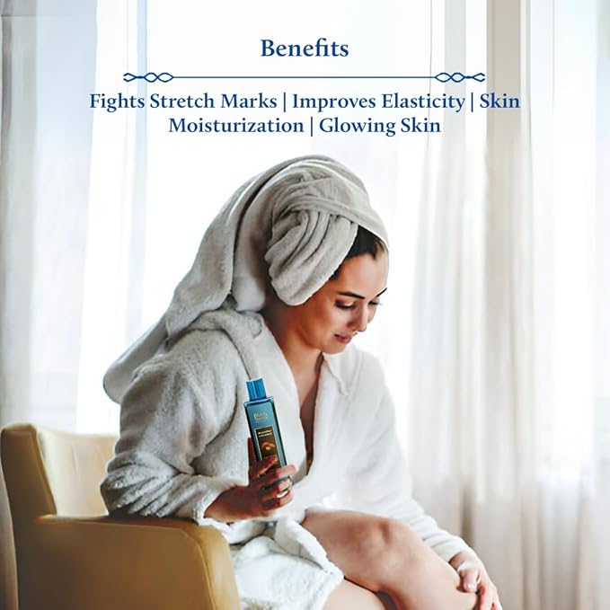 Blue Nectar Saffron & Almond Oil, Ayurveda Product for Crepey Skin | Skin Firming Body Oil for Stretch Marks (12 Herbs, 3.38 Fl Oz)-FemmiqueWomen