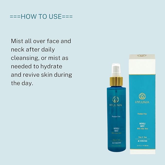 Hylunia Neroli Mist - instant moisturizing spray - Colloidal Silver and Aloe Vera - for younger fresher looking skin - all natural toner-FemmiqueWomen