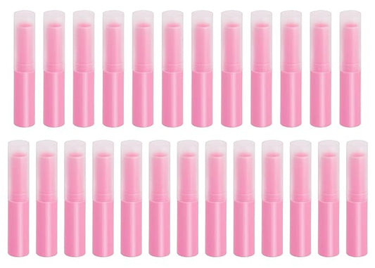 0.14oz Empty Flavored Lip Balm Container Tubes Plastic Homemade Moisturizing Lip Stick with Caps Bulk Fit for Women Adult DIY Making Supplies, 25 Count (Rose Pink)-FemmiqueWomen