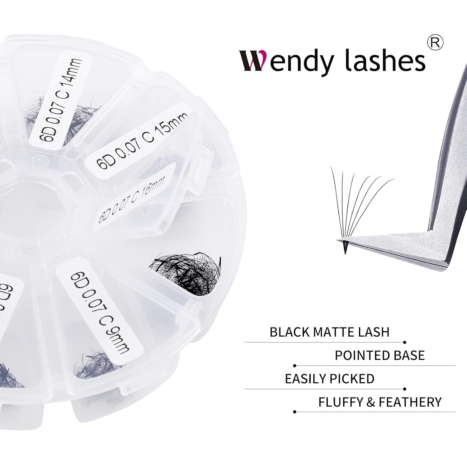 Premade Fans for Eyelash Extension: 6D, Wendy Lashes, Handmade Fans, Pre-made, For Lash-Artists, D, 9-16mm-FemmiqueWomen