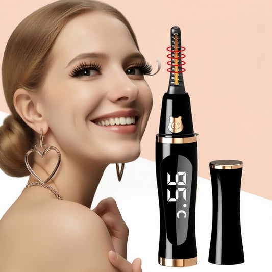 2025 Upgraded Heated Eyelash Curler – Fast 5s Heat-Up, USB Rechargeable Electric Eyelash Curler, 3 Temperature Modes, LED Display, Anti-Burn, 24H Long-Lasting Curl, Perfect Gift for Women (Black)-FemmiqueWomen