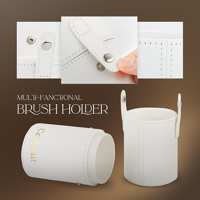 Makeup Brushes Set 12 Piece Professional & Beginner Friendly, Soft Synthetic Bristles for Face Eyeshadow Blending, Easy to Clean Travel Ready with Case, Ergonomic Wooden Handle Hypoallergenic (White)-FemmiqueWomen