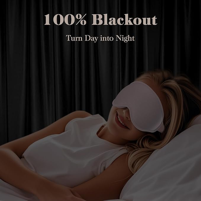 3D Cooling Eye Mask Sleep Mask for Men & Women, 100% Pressure-Free & Light Block-Out Eye Mask for Sleep with Easy Adjustable Strap, Night Eye Cover for Travel, Pink-FemmiqueWomen