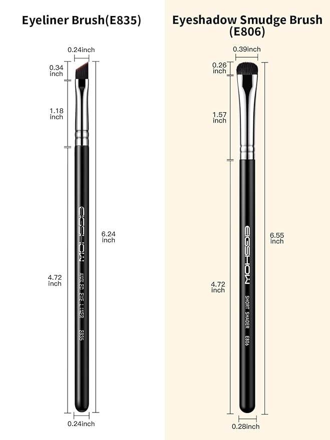 EIGSHOW Angled Eyeliner Brush & Eyeshadow Brush, High-End Precision Gel Liner and Short Smudge Brushes for Cat Eye, Winged Liner (E835&E806)-FemmiqueWomen