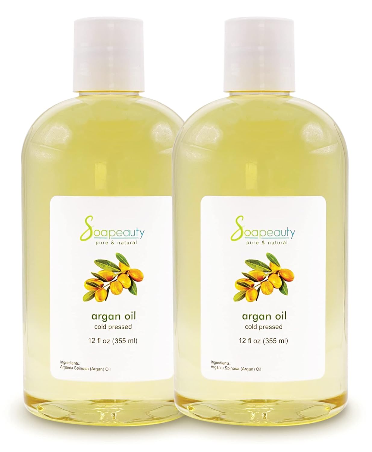 Soapeauty Cold Pressed Refined ARGAN OIL | 100% Natural & Pure | Carrier for Essential Oils, Argan Oil for Skin, Argan Oil for Hair Growth & Moisturizer | 24 fl oz (2 * 12 fl oz)-FemmiqueWomen