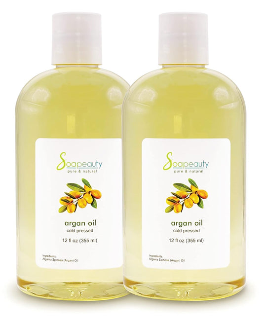 Soapeauty Cold Pressed Refined ARGAN OIL | 100% Natural & Pure | Carrier for Essential Oils, Argan Oil for Skin, Argan Oil for Hair Growth & Moisturizer | 24 fl oz (2 * 12 fl oz)-FemmiqueWomen