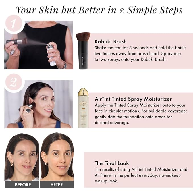 Jerome Alexander MagicMinerals AirTint Tinted Moisturizer AirBrush Spray Light | Tinted Moisturizer Spray with Anti-Aging Ingredients | Dark Espresso |2PC-FemmiqueWomen