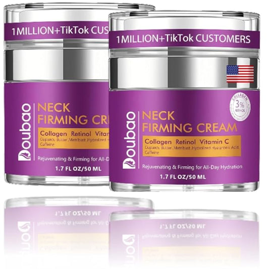 Advanced Neck Firming Cream – 3% Retinol & Hyaluronic Acid for Wrinkle Reduction, Lifting & Skin Tightening – Anti-Aging Moisturizer for Face, Neck & Décolleté – Deep Hydration, 3.4 FL（2 bottle）-FemmiqueWomen