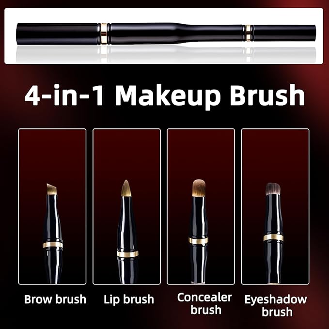 Unaone 4 in 1 Makeup Brush - Travel Lip Brush Eyebrow Brush Eyeshadow Brush Concealer Brush, Portable Multi-function Makeup Brushes-FemmiqueWomen