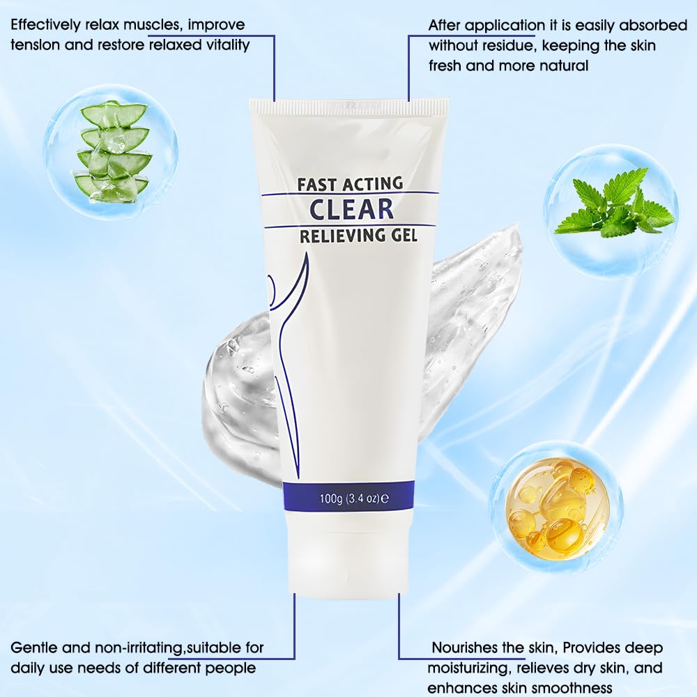 Soothing Cooling Gel 100g,Relieve Muscle Tension,Sports Soothing Cooling Body Care,Cooling with Menthol and Frankincense,Fast Absorbing for Women and Men,Brings a Comfortable Feeling(100g/3.04oz)-FemmiqueWomen