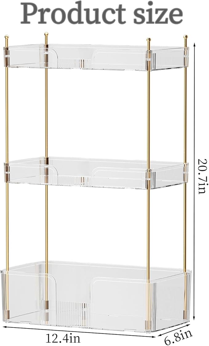 3 Tier Bathroom Countertop Organizer, Makeup Skin Care Organizer, Perfume Tray Vanity Countertop Organizer for Bathroom Countertops-FemmiqueWomen