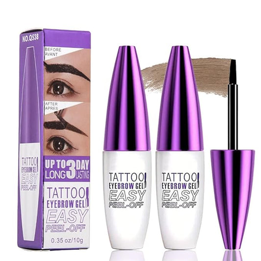 2Pcs Light Brown Peel Off Brow Tint Gel - Waterproof & Sweatproof Tattoo Effect, Transfer-Resistant Multi-Day Wear, All Skin Types Mother’s Day Gift Set-FemmiqueWomen