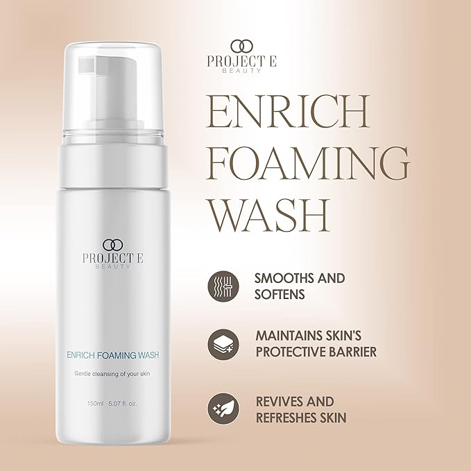 Project E Beauty Enrich Foaming Wash Gentle Cleansing | Moisturizing Daily Face Cleanser | Removes Dirt & Excess Oil | Brightens Skin | Hydrating Formulation | Clear & Smooth Skin | 150ml-FemmiqueWomen