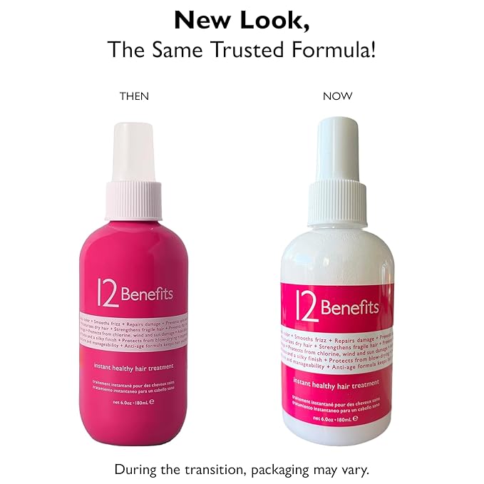 12 Benefits Leave-In Conditioner Spray – Instant Healthy Hair Treatment, Anti-Frizz, Detangles, Strengthens & Repairs, Heat Protection with Quaternium 39 & Silk Fibre Protein, 6 Fl Oz-FemmiqueWomen