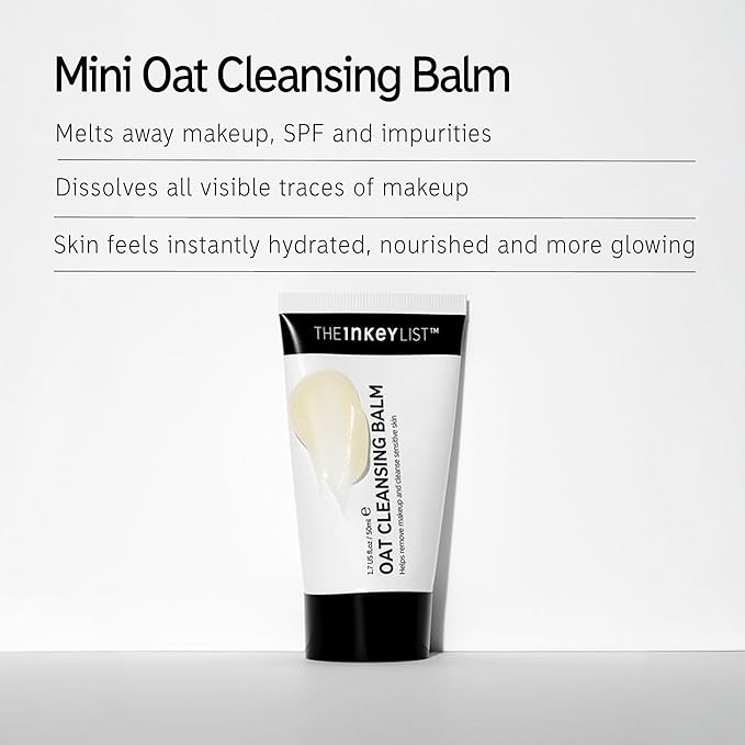 The INKEY List Mini Oat Cleansing Balm, Rich Balm Removes Makeup and Impurities, Reduces Redness, Travel Size, 1.69 Fl Oz each-FemmiqueWomen