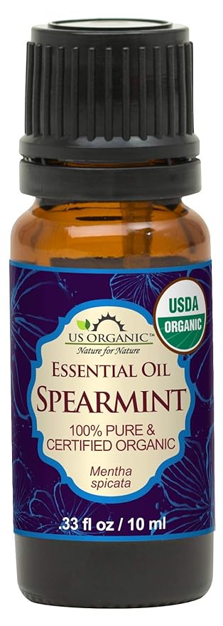 US Organic 100% Pure Spearmint Essential Oil - USDA Certified Organic, Steam Distilled - W/Euro droppers (More Size Variations Available) (10 ml / .33 fl oz)-FemmiqueWomen