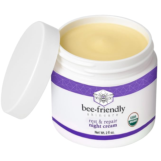 BeeFriendly Organic Night Cream, USDA Certified Organic, Deep Hydrating & Moisturizing Night Time Eye, Face, Neck & Decollete Cream for Women and Men, Anti Aging, Anti Wrinkle 2 oz-FemmiqueWomen