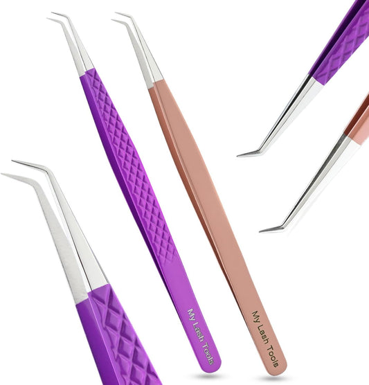 2pcs Curved Isolation Tweezers for Eyelash Extensions – 14cm Stainless Steel, Best for Individual Isolation & Classic Lashes-FemmiqueWomen
