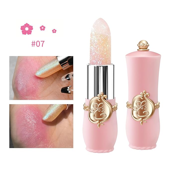 3 Pcs/Set Flower Jelly Lipstick Set Temperature Change Moisturizer Long Lasting Nutritious Glossy Shine Lip Balm Magic Gold Crystal PH Color Change Lip Gloss for Women-FemmiqueWomen