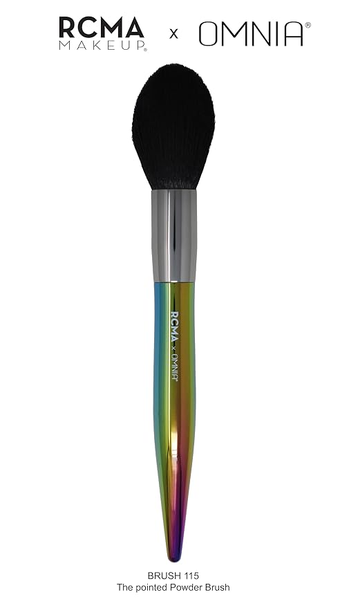 RCMA Makeup x Omnia Professional Makeup Brush 5pc Set, Premium Synthetic Fiber, Iridescent Acrylic Handle, Face Powders, Complexion and Foundation Blending Application Brush set.-FemmiqueWomen