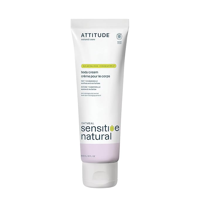 ATTITUDE Body Cream for Sensitive Skin with Oat, EWG Verified, Dermatologically Tested, Vegan, Chamomile, 8 Fl Oz-FemmiqueWomen