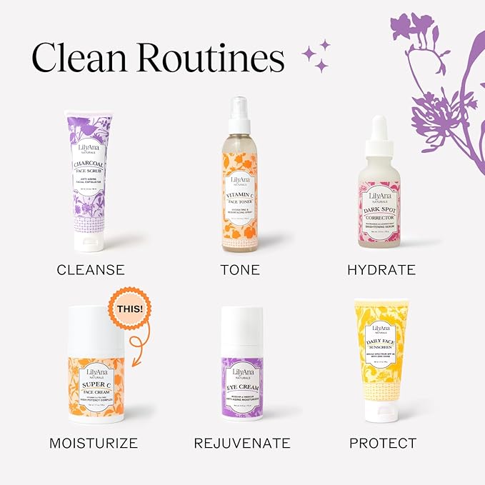 LilyAna Naturals Face and Neck Moisturizer for Women and Men - Moisturizer Face and Neck Cream for Dry Skin and Dark Spot Brightening (Super C, 1.7oz)-FemmiqueWomen