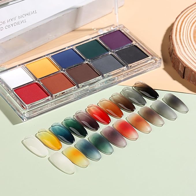 10 Colors Solid Fluorescent Neon Pigment Powder Set Gradient Iridescent Aurora Mermaid Pearl Glitter Dust Kit for Home Salon Nail Art Designs-FemmiqueWomen