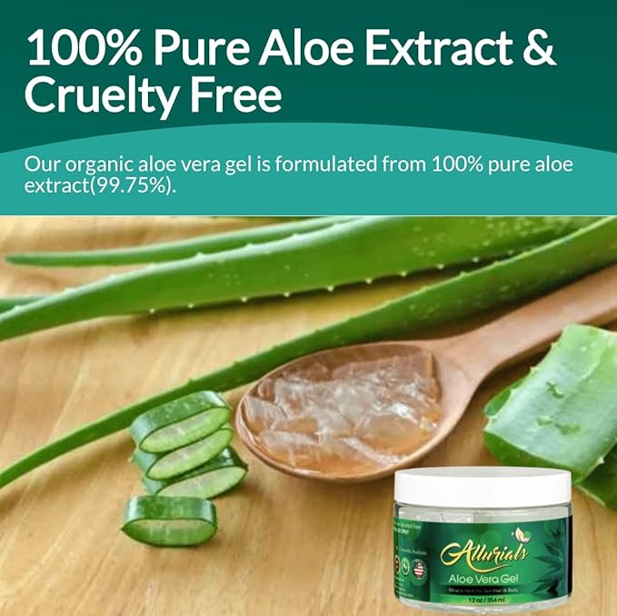 100% Pure & Organic Aloe Vera Gel, Clinically tested & Dermatologist approved, Hydrates & Heals Dry & Damaged Skin & Hair- 12 Oz-FemmiqueWomen