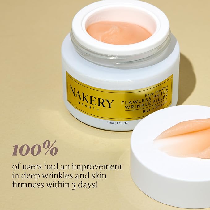 Nakery Pave The Way Flawless Filter Wrinkle Filler, Anti Aging Face Cream for Women, Instantly Smooths Deep Wrinkles, Blurs Imperfections, Skin Tightening Primer, Clinically Proven Formula Made in USA-FemmiqueWomen