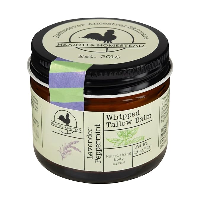 Handmade Whipped Tallow Balm (Lavender Peppermint): Organic Body Butter with Infused Olive Oil- 1.3 oz-FemmiqueWomen