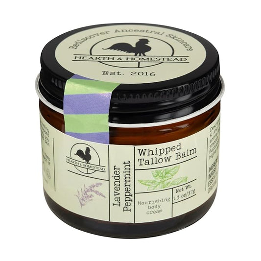 Handmade Whipped Tallow Balm (Lavender Peppermint): Organic Body Butter with Infused Olive Oil- 1.3 oz-FemmiqueWomen