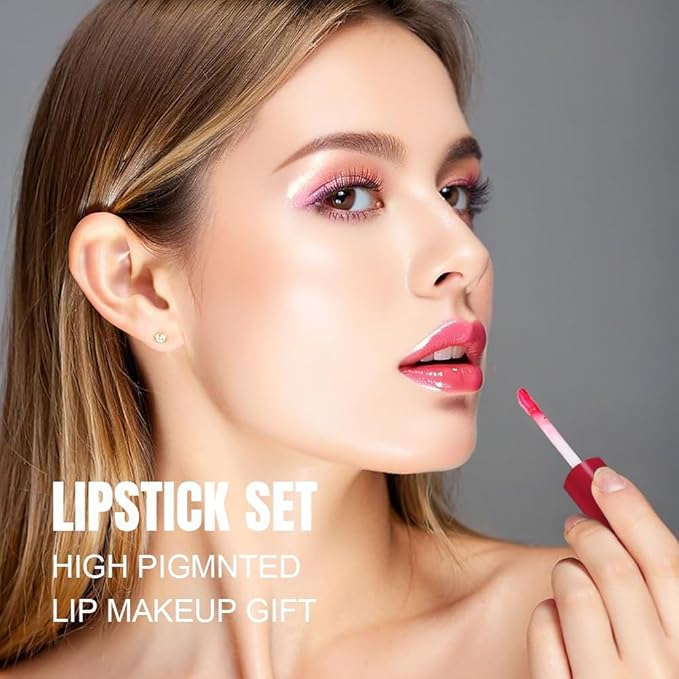 12Pcs Liquid Lipstick Makeup Set, Shades with 4Pcs Metallic Color Lipstick, 4Pcs Hydrating Lip Oil and 4Pcs Longwear Waterproof Matte Lipstick Gift Kit for Women (SET C)-FemmiqueWomen