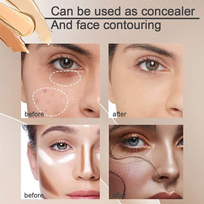 2pcs Tri-color Face Concealer Contour Palette With Brush for Light Medium Skin. Correct Cream Foundation Palet for Under Eye Dark Circles Eyelid Tattoo. Ivory Cream Makeup Plate corrector de ojeras-FemmiqueWomen