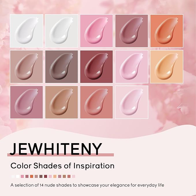 JEWHITENY 14 Colors Poly Extension Gel Nail Kit With U V Lamp Nude Pink White Brown All In One Poly Gel Starter Kit With Base Top Coat Manicure Salon Frence Nail Art DIY-FemmiqueWomen