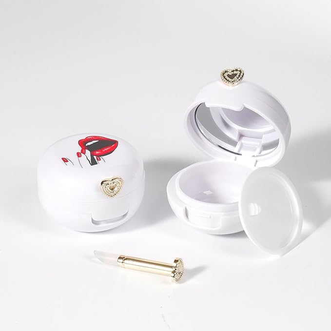 2 Pack Lip Balm Containers,Plastic Portable Empty Lip Balm Container with Mirror and Silicone Lip,Empty Lipstick Dispenser Box for Travel,Home-FemmiqueWomen