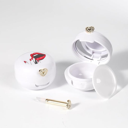 2 Pack Lip Balm Containers,Plastic Portable Empty Lip Balm Container with Mirror and Silicone Lip,Empty Lipstick Dispenser Box for Travel,Home-FemmiqueWomen