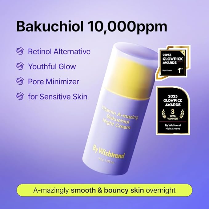 BY WISHTREND Vitamin A-mazing Bakuchiol Night Cream | Retinal, Peptide, Collagen, Ceramide NP, Centella Asiatica, moistfully plump overnight skincare (1.05 Ounce (Pack of 1))-FemmiqueWomen
